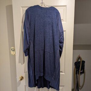 Blue knit and woven dress